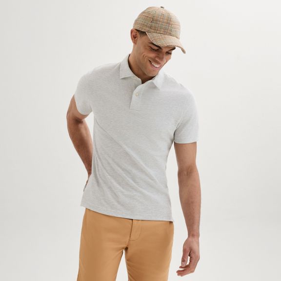 Light grey melange polo shirt